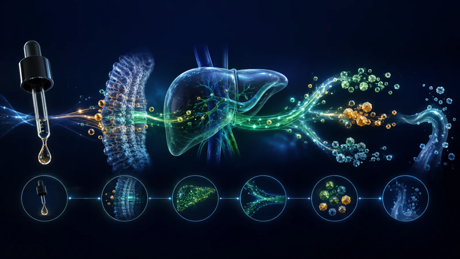 Parcours conceptuel du CBD de l'absorption au métabolisme et à l'élimination