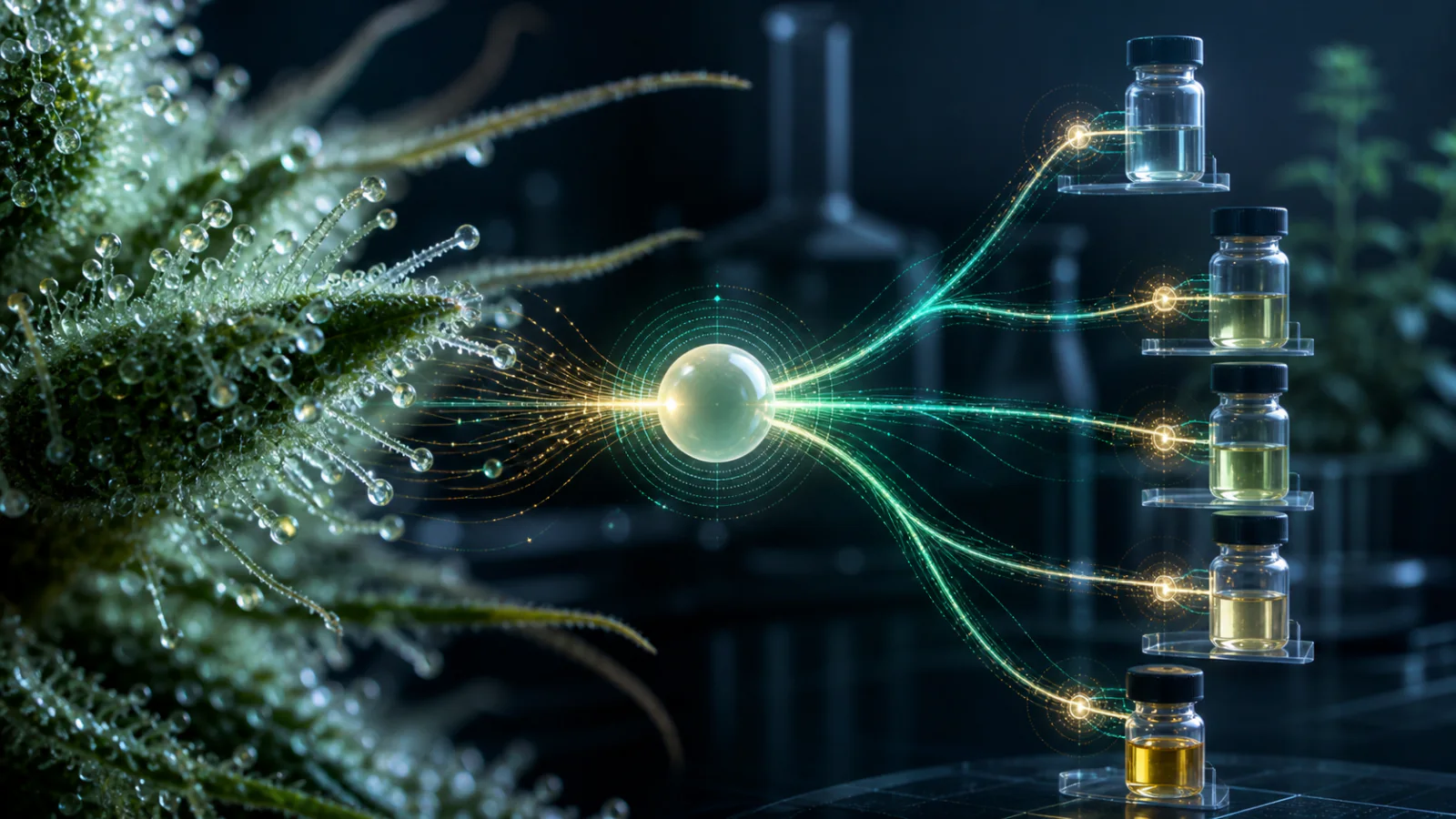 Illustration scientifique du CBGA comme précurseur étudié dans le chanvre