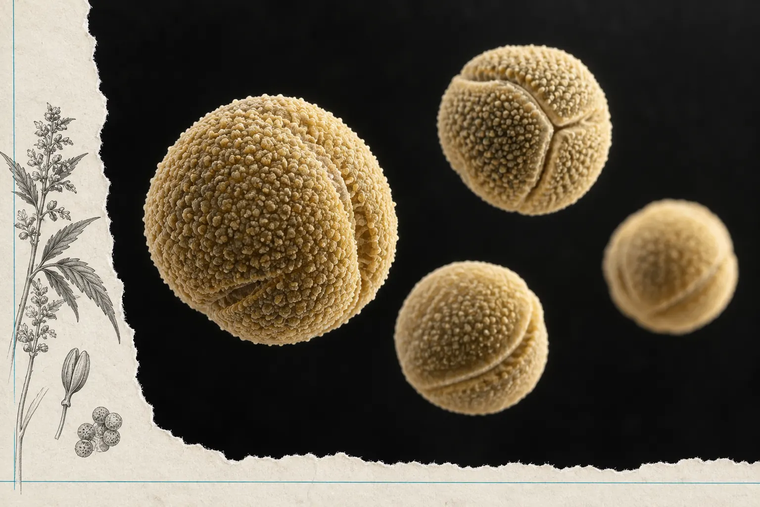 Représentation artistique de grains de pollen.
